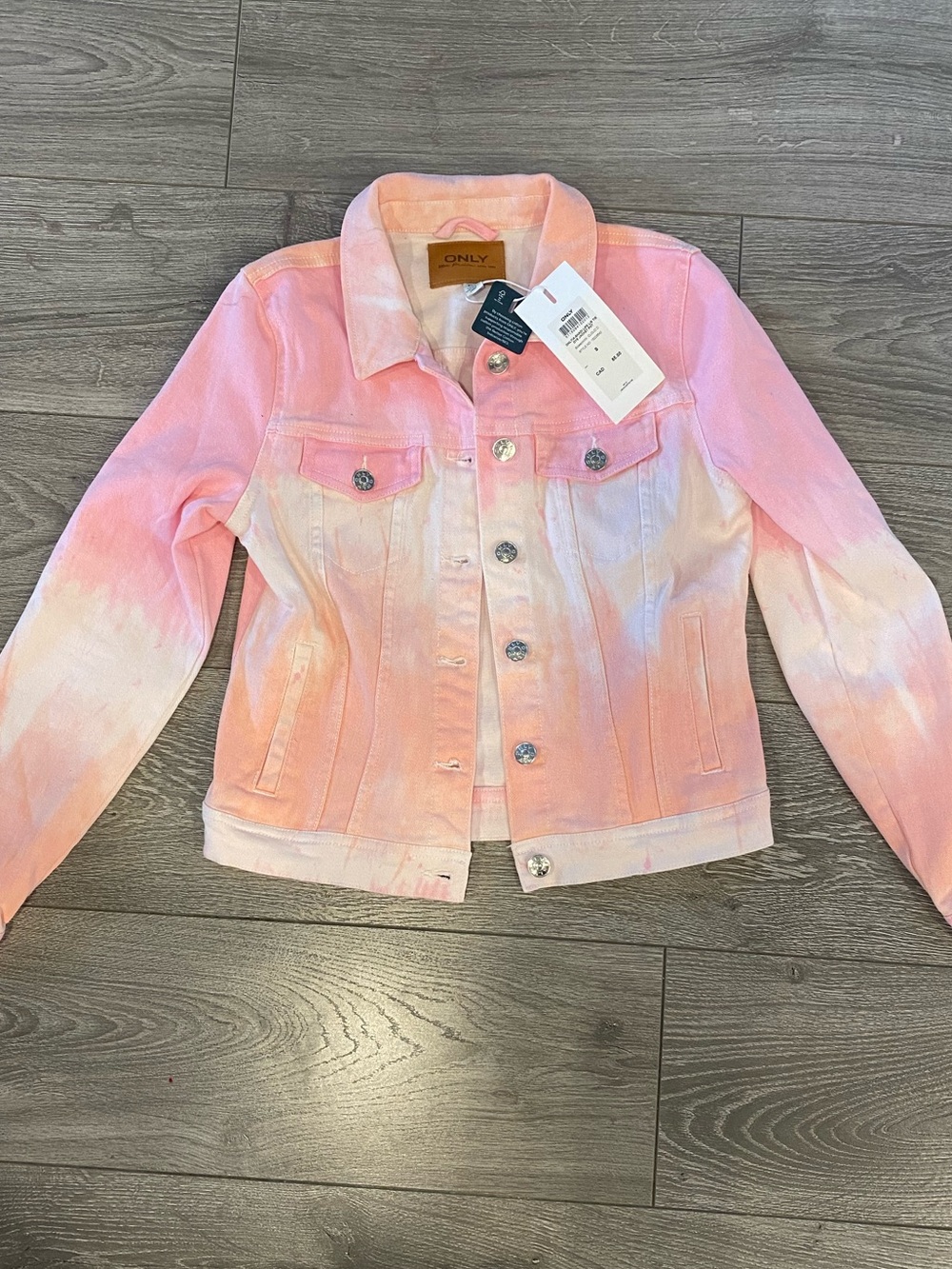 ONLY Light Pink Denim Tie Dye Jacket
